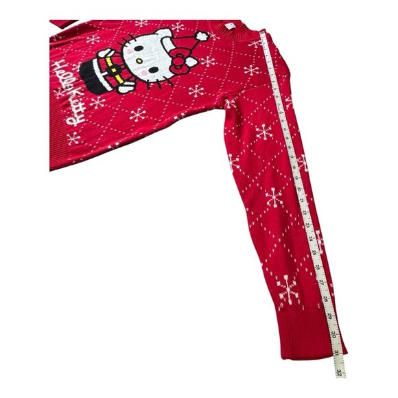 Hello Kitty Christmas Sweater Santa Red L Hybrid Apparel Holiday Knit Preowned - Picture 8 of 8